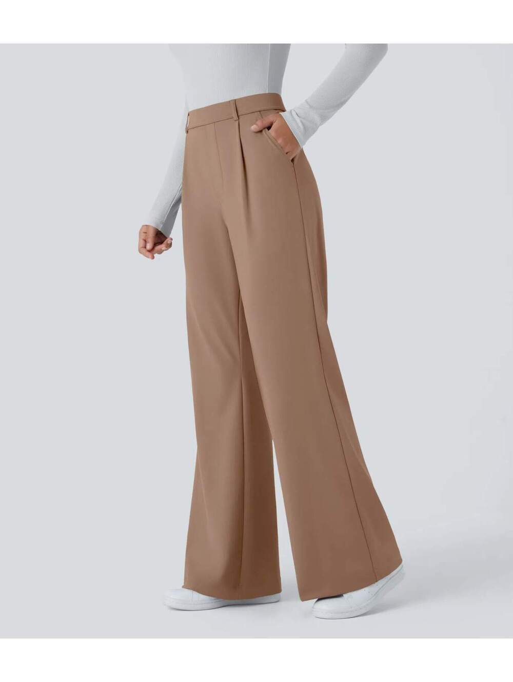 Halara Flex DayStretch High Waisted Pocket Work Flare Pants Burro Size Small - Picture 6 of 9